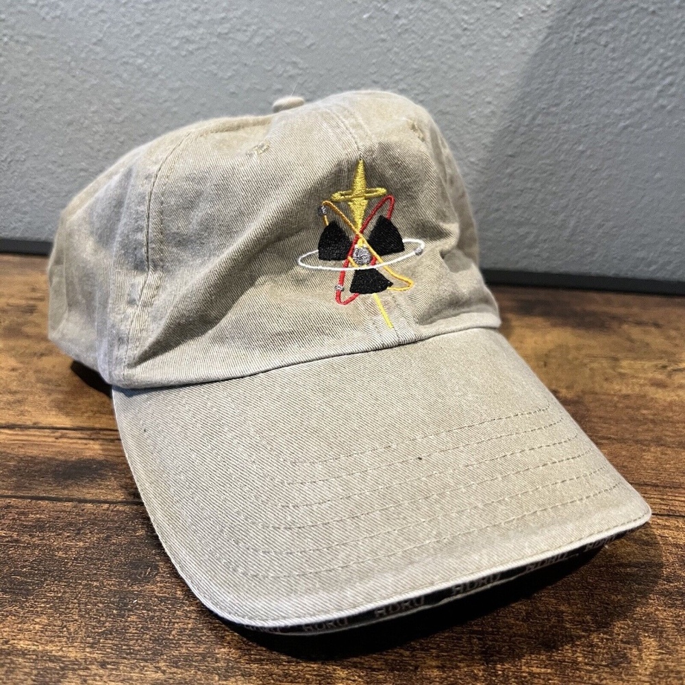 Atom Radioactive Hat Embroidered Strapback Dad Cap Adjustable Beige